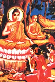佛陀收在家女弟子的情景