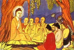 佛陀在向外道领袖们解说他证悟的佛法
